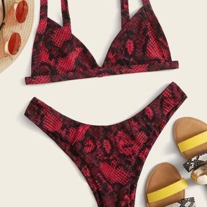 Red Snakeskin Bikini